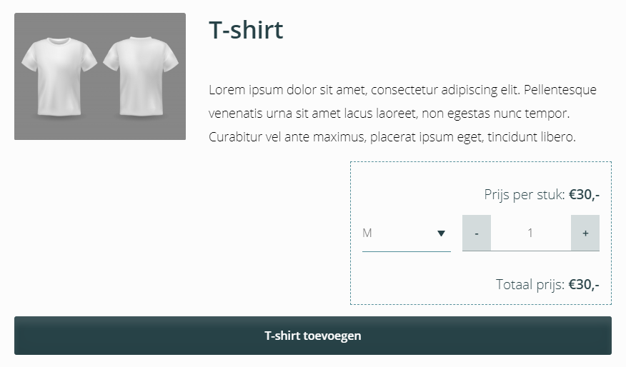 Product-blok in een herhalende sectie
