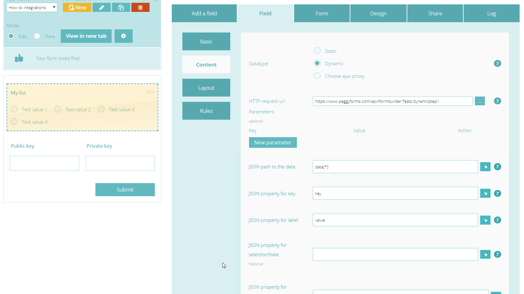 Step 2, populate a field with HTTP request