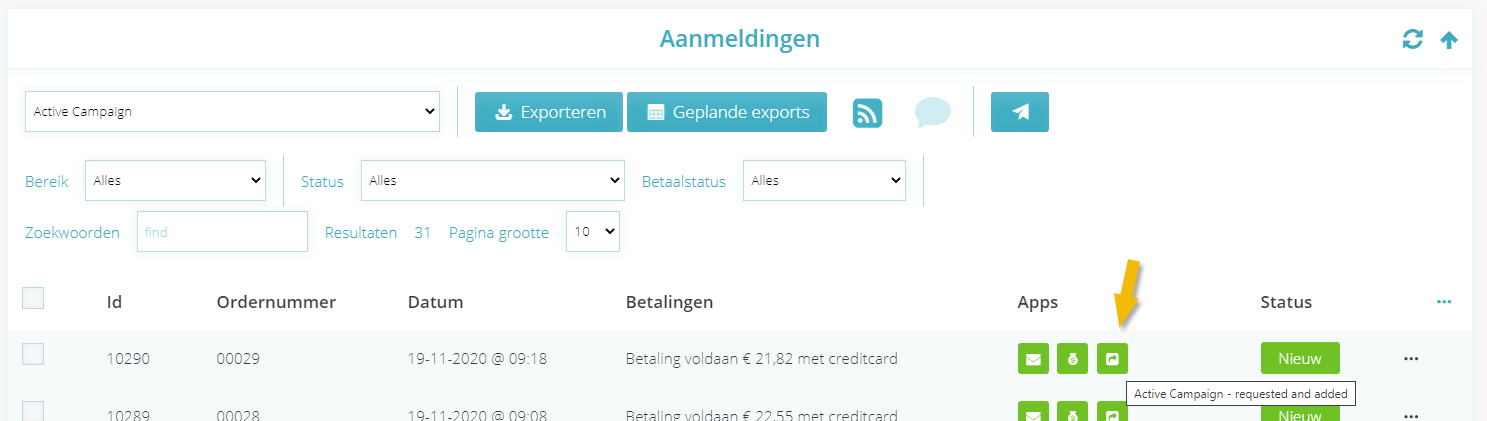 De apps zijn allemaal goed gekoppeld!