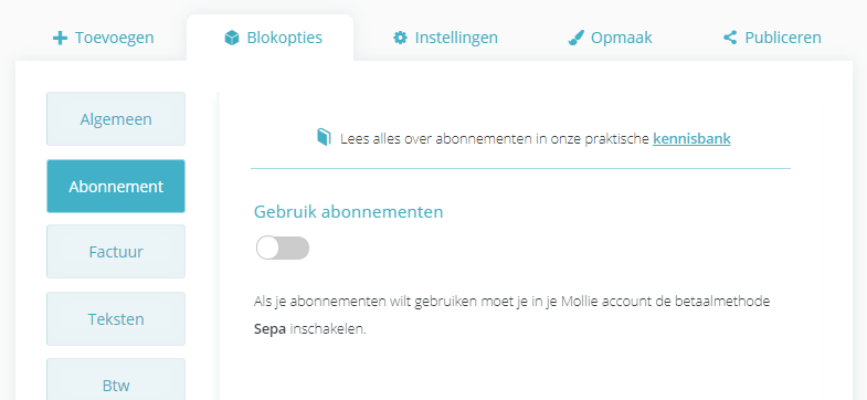 Abonnementen inschakelen