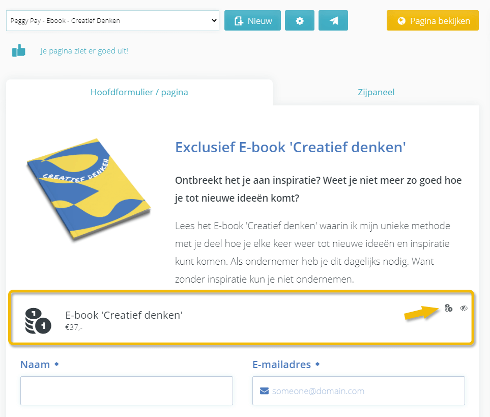 Bedragen-blokken vinden in de editor