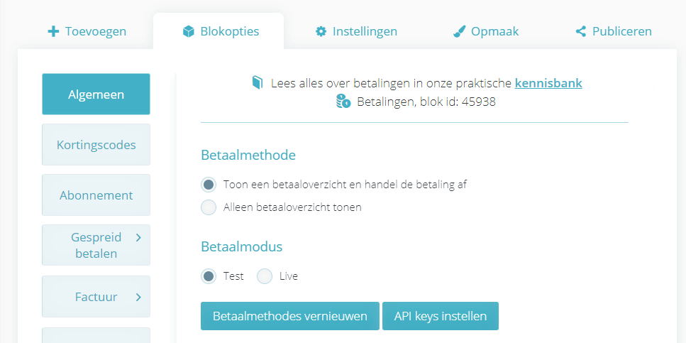 Betaalmodus instellen, testen of live gaan!