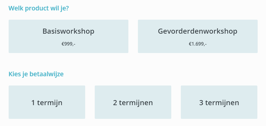 Geavanceerd voorbeeld van betalen in termijnen