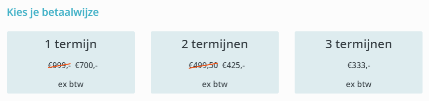 Verschillende bedragen per termijnoptie