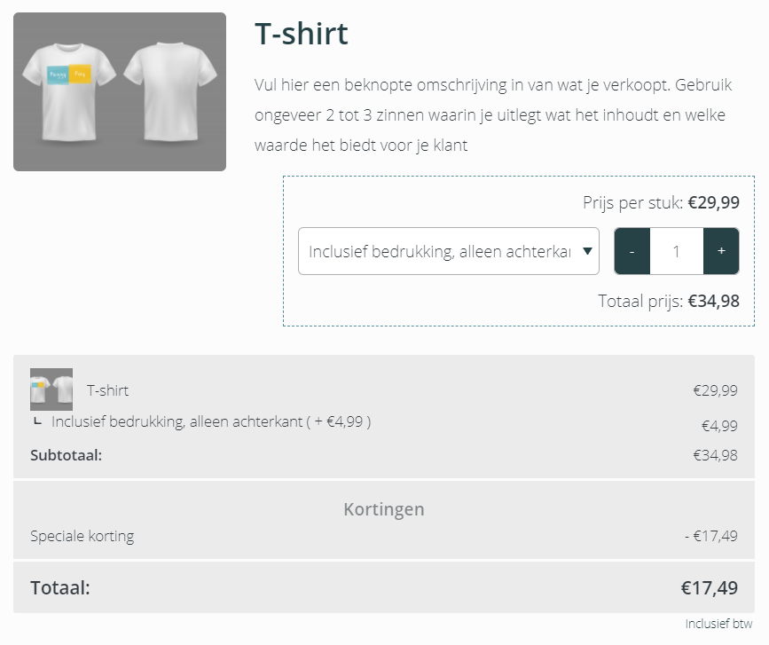 50% korting op een product