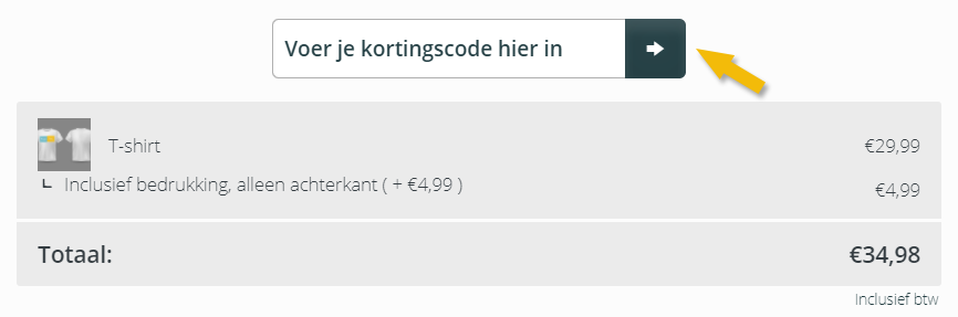 Kortingscode invoeren op je pagina