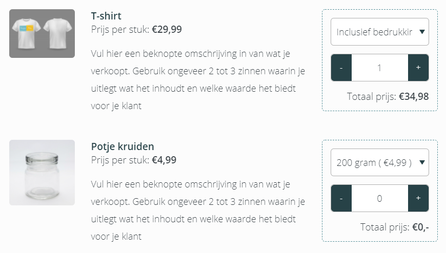 Product in Lijst layout