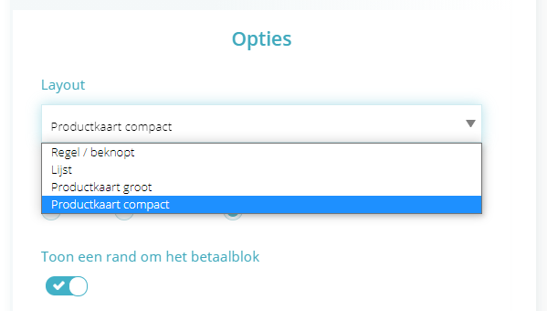 Product layout instellen