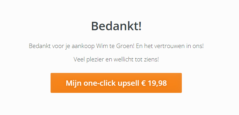Voorbeeld van een 1-click-upsell op je bedankpagina
