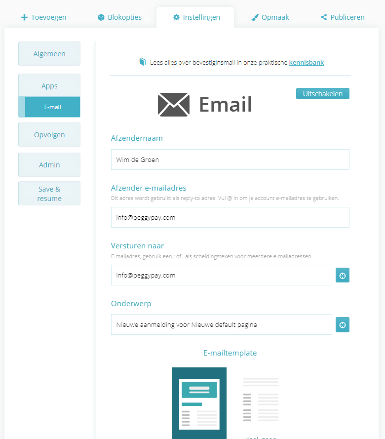 Email instellingen configureren