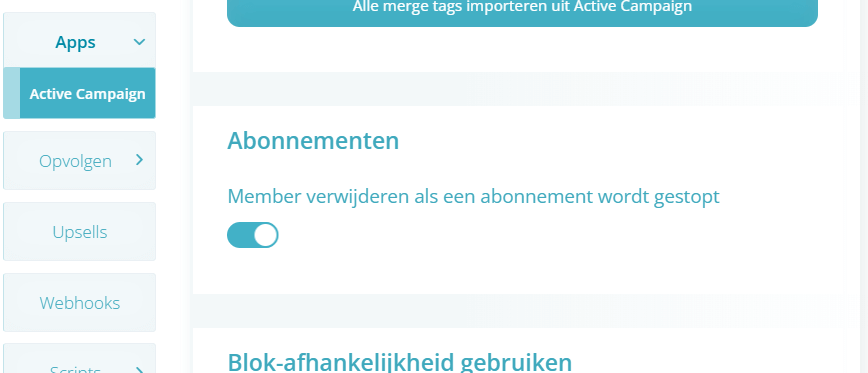Abonnementen en apps in Peggy Pay