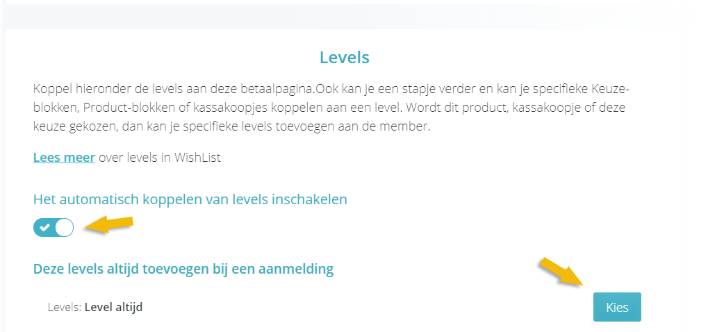 Koppel automatisch levels aan je member