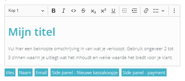 Een blok uit je pagina gebruiken in de tekst