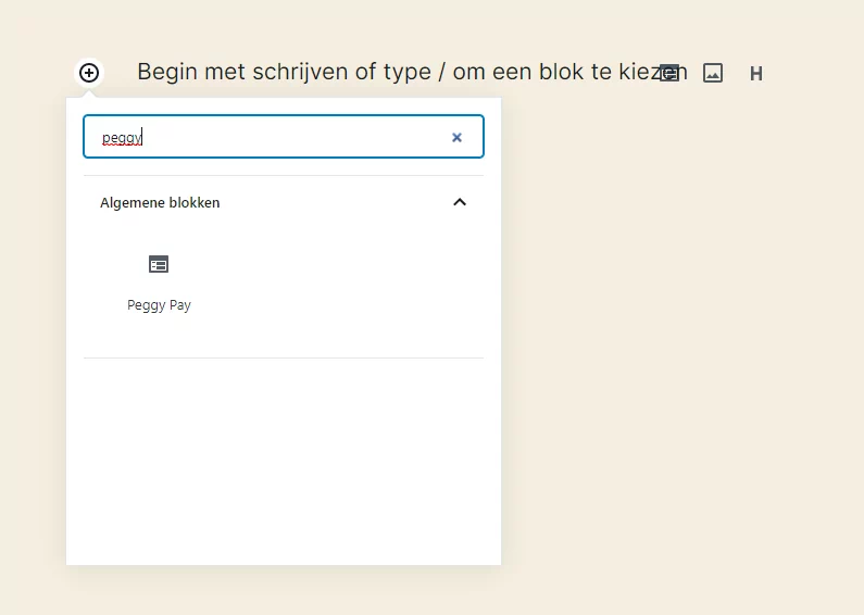 Een Peggy Pay pagina toevoegen